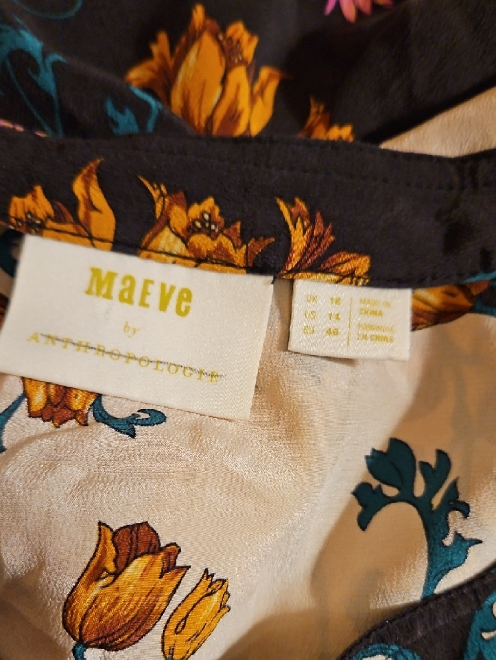 Maeve For Anthropologie Floral Silk Blouse - Picture 8 of 10